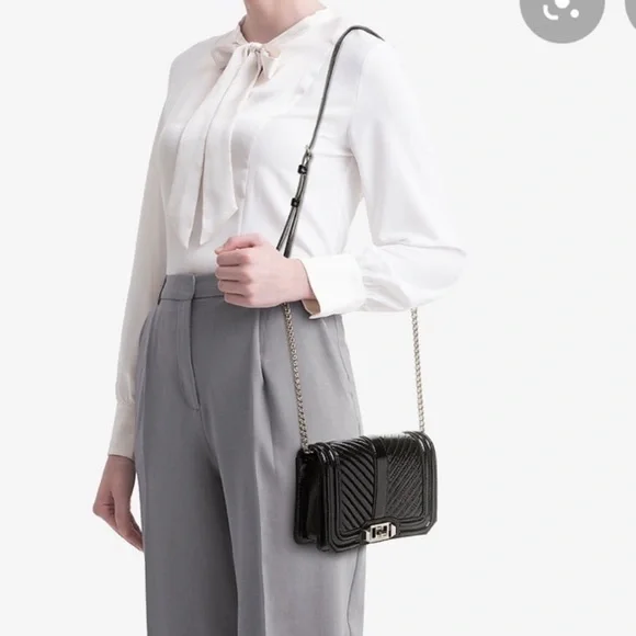 Rebecca Minkoff Cheveron Quilted Love Gray Crossbody Bag - Picture 5 of 5